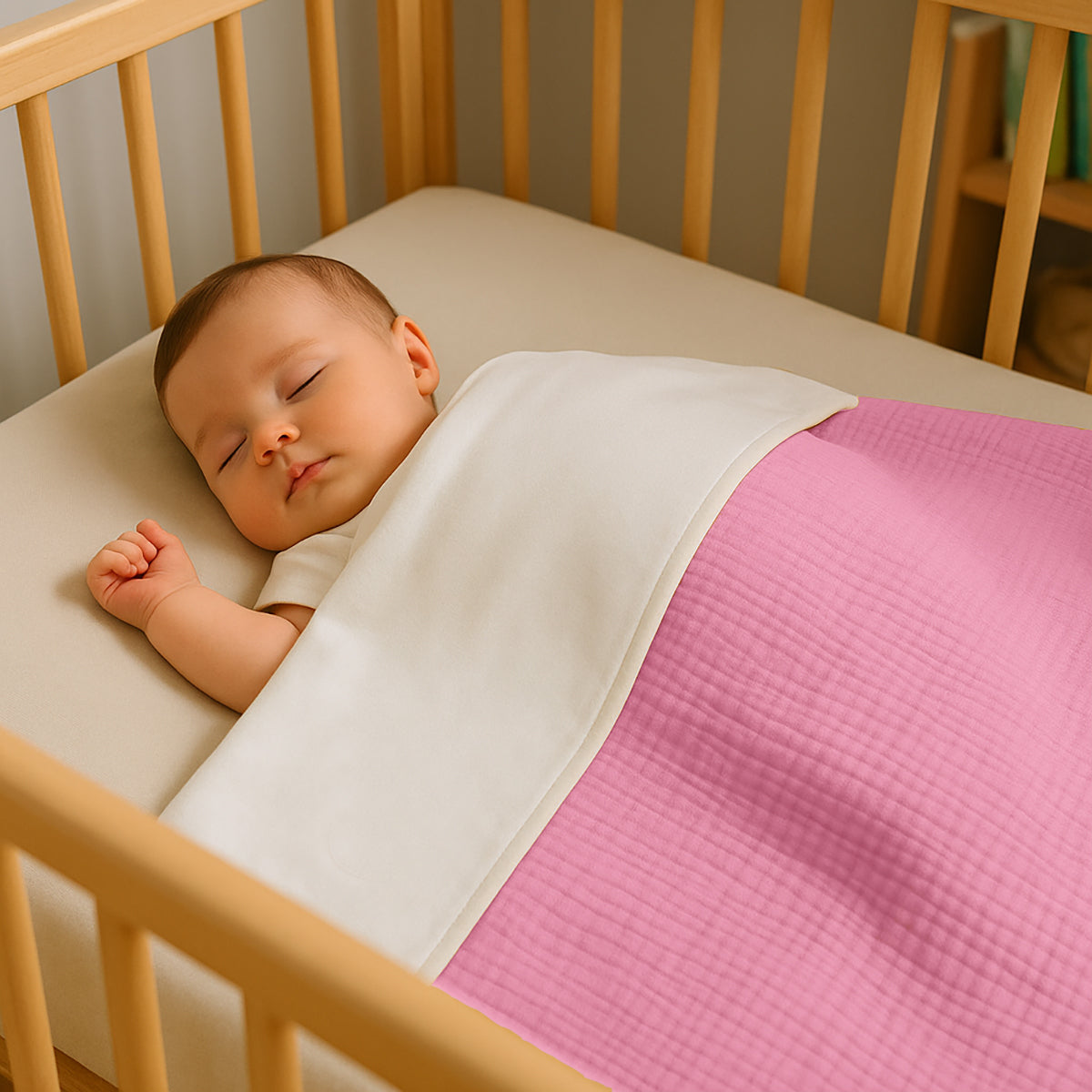 Organic Cotton Fleece Blanket -  Pink