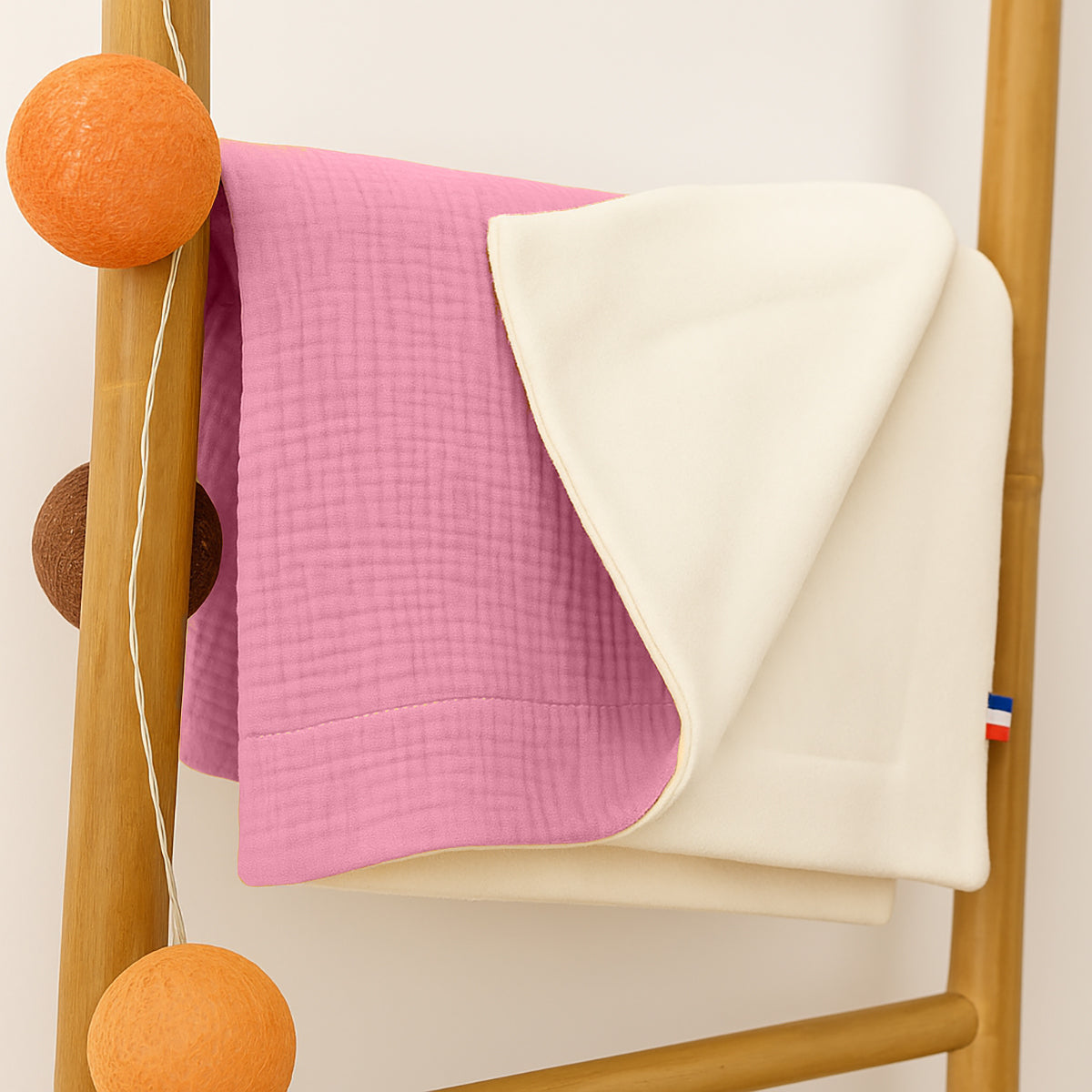 Organic Cotton Fleece Blanket -  Pink