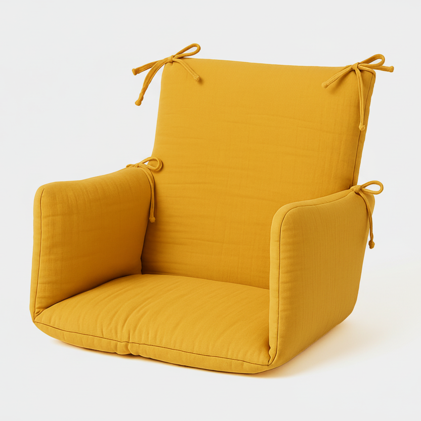 Cushion High Chair in Organic Cotton - Honey