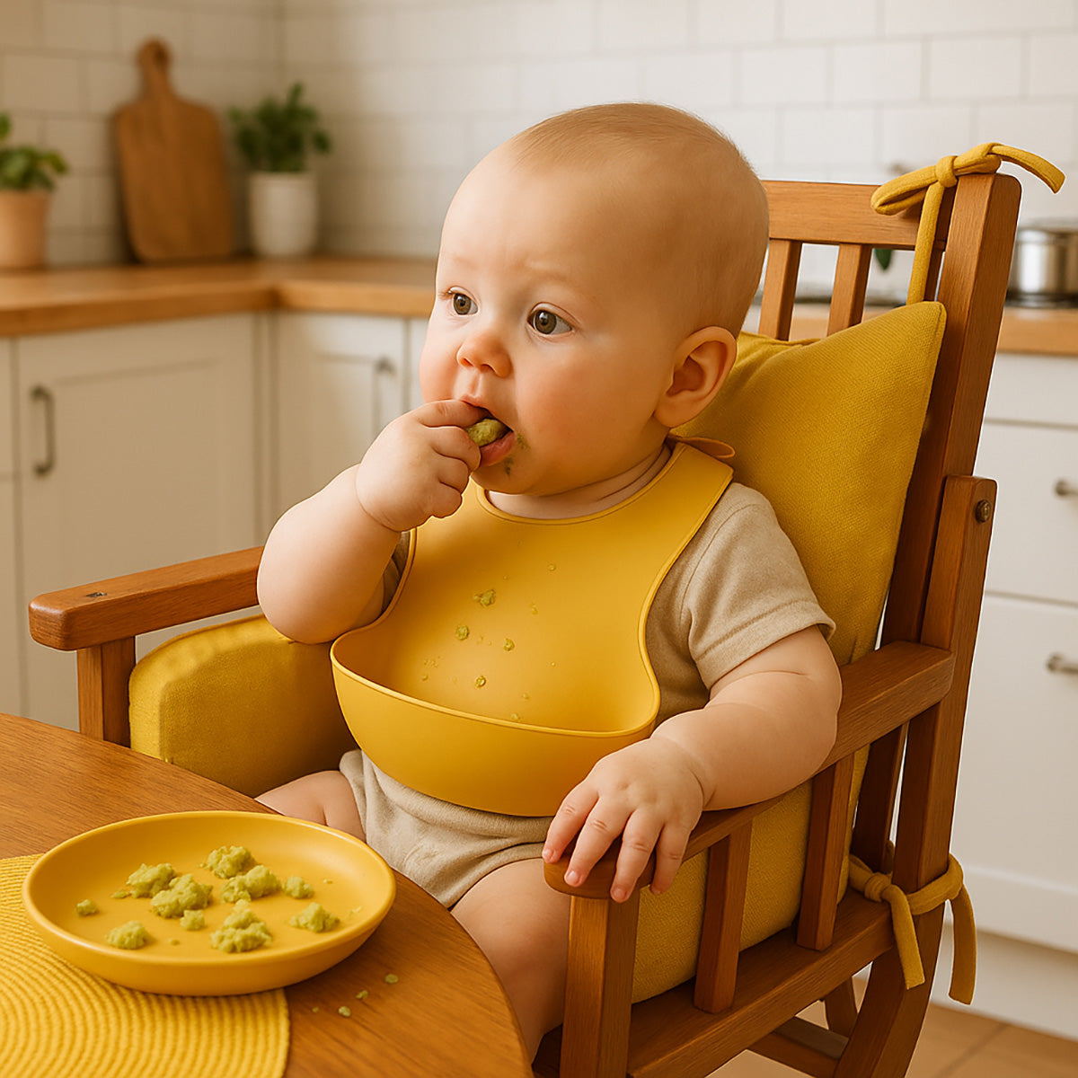 Cushion High Chair in Organic Cotton - Honey