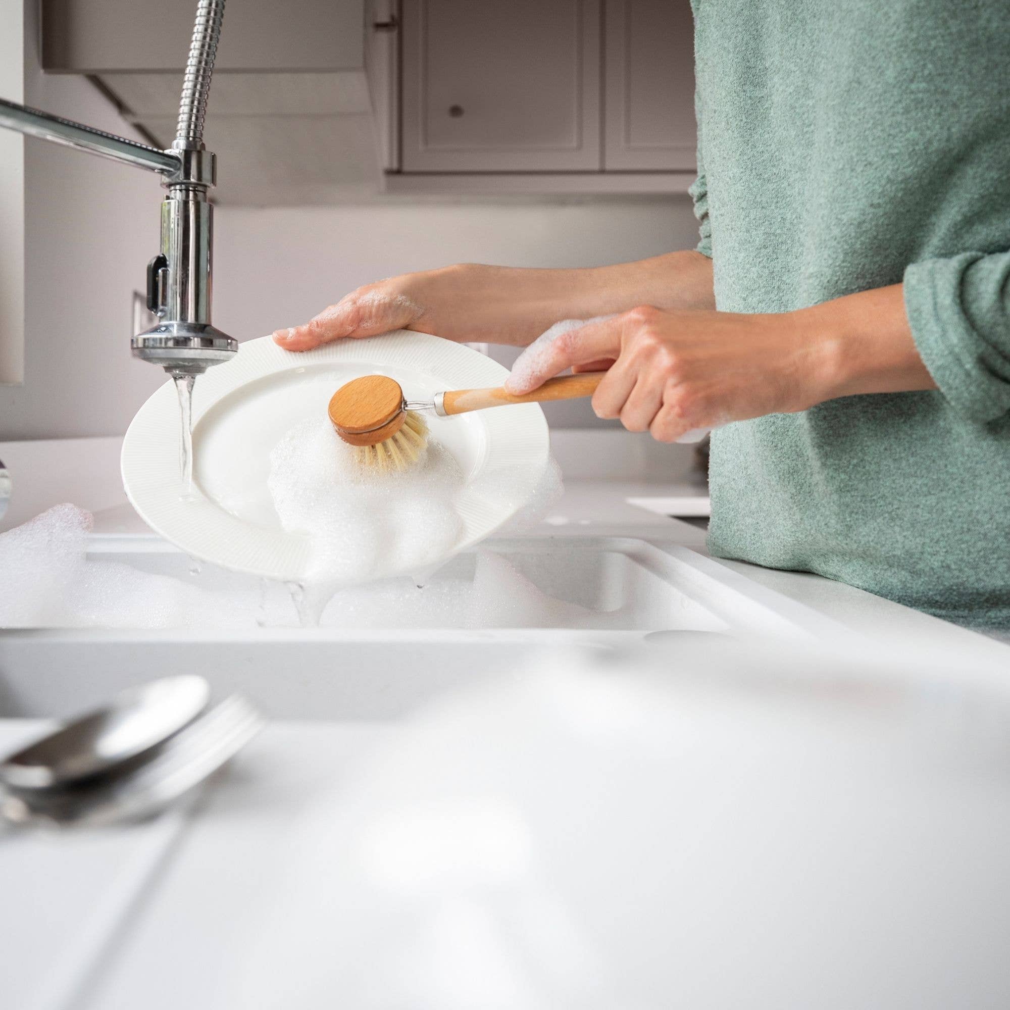 Testina sostituibile per la nostra spazzola per piatti in bambù riutilizzabile 