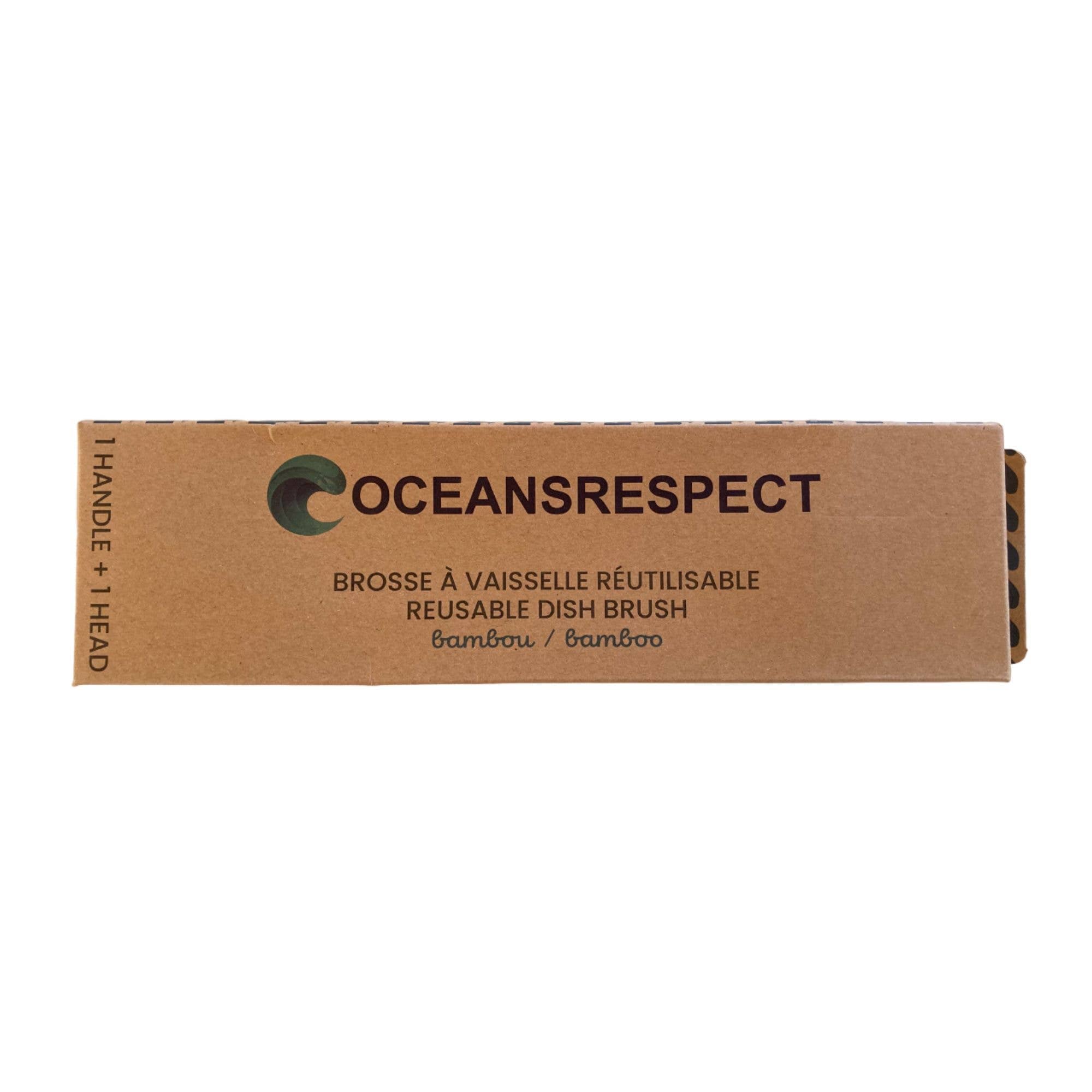 Reusable bamboo dish brush with replaceable head